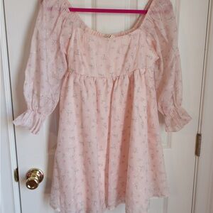 Pink Floral Long Sleeve Dress